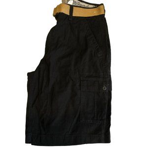 NWOT WearFirst Men's Cargo Shorts Stretch Free Band Black w/Belt